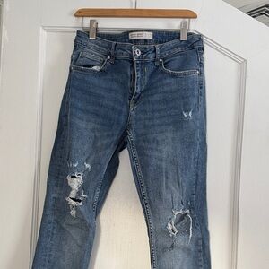 Zara Blue Distressed Skinny Leg Jeans